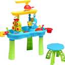 Toddler Sensory Sand & Water 3 Tier Table with Chair | Indoor & Outdoor Summer Beach Toys & Play Table for Kids