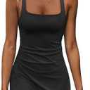 Nirovien Womens Tennis Dress with Built in Shorts Athletic Dresses Workout Dress Skort Dress Golf Outfits,Black, M