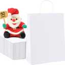 METRONIC 10x5x13 Inch White Paper Gift Bags 50Pcs Gift Wrap Bags with Handles, Kraft Paper Bag for Small Business, Heavy Duty Bulk Bag for Birthday Party Favors, Shopping, Retail