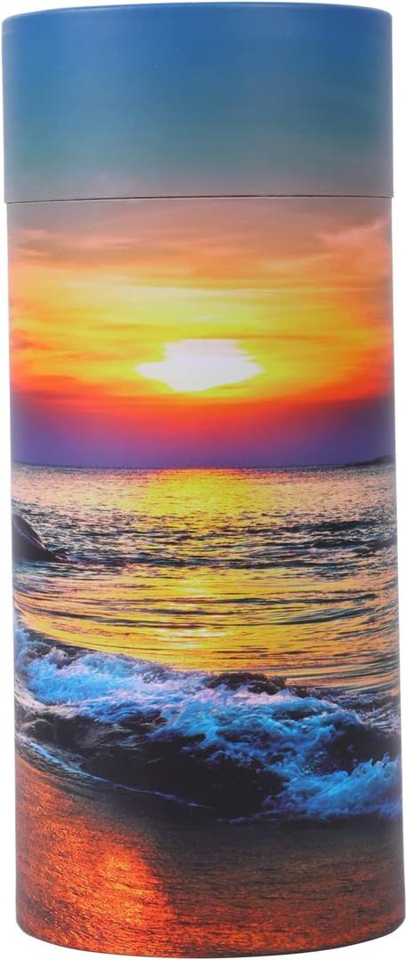 Ocean Sunset Scattering Urn Biodegradable Scatter Tube for Ashes - Cremation Urn for Adult Ashes (Large)