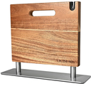 LIN ZHI REN Magnetic Knife Holder Block, Double-Sided Powerful Magnetic Knife Holder Suitable for Kitchens, Solving Utensil Display Issues (430 Stainless Steel + Acacia Wood)