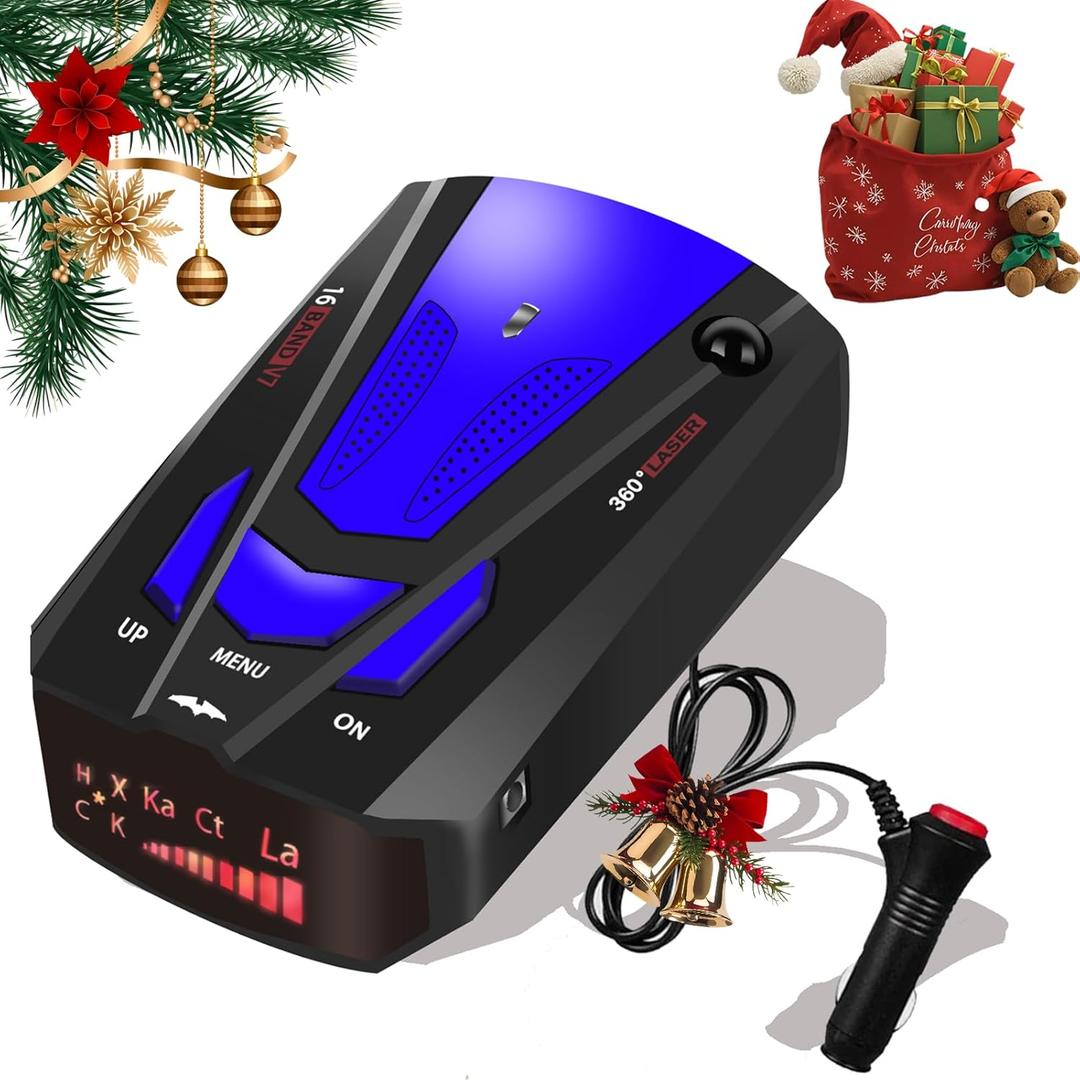 2026 Newly Radar Detector with Mute Memory, City/Highway Mode, Long Range Tracking, LED Display, Ideal Gift for Cars Blue 1027