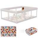 Baby Playpen 74"x50" Play Pens for Babies and Toddlers, Large Play Yards for Indoor & Outdoor with Zipper Gates, Breathable Mesh with Mat