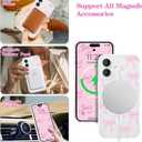 UEEBAI Magnetic for iPhone 16 Plus Case, Bow Case Compatible with MagSafe, Wireless Slim Clear Ribbon Aesthetic Phone Cover Anti-Yellowing Shockproof Protective Cover for Women Girl - Pink