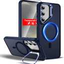 Samsung Galaxy S24 Plus Case Magnetic Compatible with MagSafe Support Wireless Charger,Built-in Camera Cover Kickstand+with Screen Protector,Military Grade Full Phone Protection Grey Blue