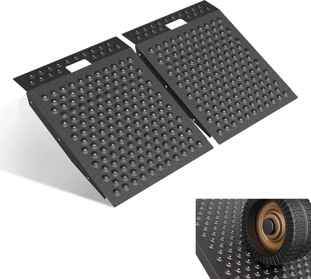 VNN 29" x 48" Shed Ramp for Riding Mower - 1500 LB Capacity Shed Ramps, Anti-Slip Punch Plate Ramp for ATV, Motorcycles, Garages & Barns (2PC, Velvet Black, Alloy)