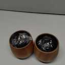 Charred Wooden Bourbon Drinking Glass Set of 2,11oz Handcrafted Premium Acacia Whiskey Tumbler,4 Stones & 2 Ice Ball Molds, Charred Old Fashioned Glass, Unique Bourbon Gifts for Men (2 Pack Charred)