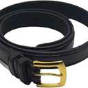 FENLDY Adjustable Thin Belts For Womens Skinny Belts For Dresses Womens Solid Color Alloy Turn Lock Belts For Jeans (Black belt gold buckle)