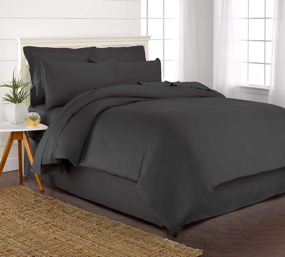 King Duvet Cover by Pure Bamboo, 3 Piece Set, Genuine 100% Organic Viscose Derived from Bamboo, Luxuriously Soft and Cooling, 2 Pillowcases (King, Charcoal)