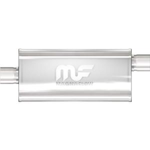MagnaFlow Performance Exhaust Muffler 12286, Deep Signature Sound, 5x8x24" Oval, Stainless Steel, 2.5"/2.5" Inlet/Outlet, Offset/Center