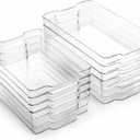 BINO Stackable Multi-Use Storage Organizer Bins, Plastic, BPA-Free, THE STACKER COLLECTION For Pantry/Home Organization, Fridge/Freezer Organizer - 8 Pack