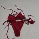 Women Two Piece Thong Bikini Set Sexy Halter Triangle Swimsuit String Brazilian Bathing Suits (Medium, Wine)