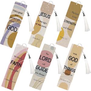 Bible Verse Diamond Art Bookmarks - 6 PCS DIY Boho Diamond Painting Bookmarks Kits Religions Aesthetic Christian Art Craft Inspirational Christmas Birthday Gift for Book Lovers Adult Beginners