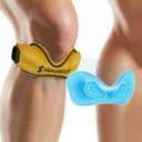 Healrecux Patellar Tendon Support Strap, Silicone Patella Knee Strap, Non-Slip Patella Band Knee Brace for Jumpers Knee, Tendonitis, Basketball, Volleyball - Yellow 1 Pack
