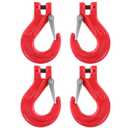 JMIATRY 4PCS Clevis Slip Hook 3/8 Inch Chain Hooks Drop Forged G80 Steel Clevis Hook with Safety Latch, 4400 lbs Load Limit