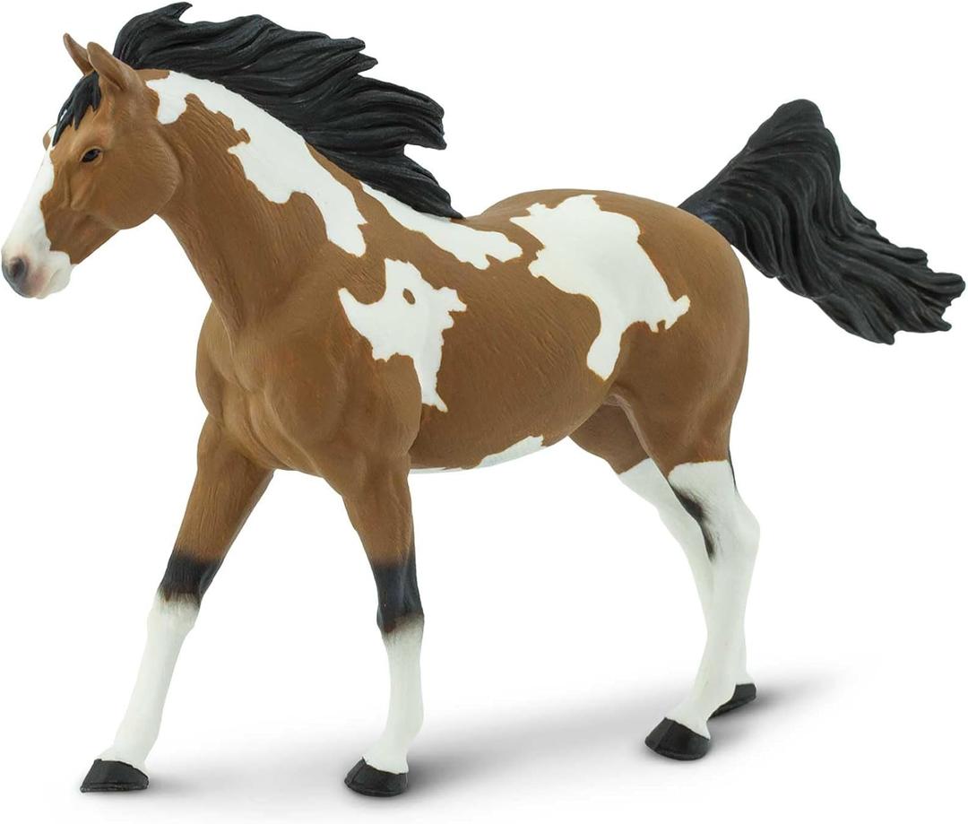 Safari Ltd. Pinto Mustang Stallion Figurine - Lifelike 7.25" Model Figure - Educational Toy for Boys, Girls, and Kids Ages 3+