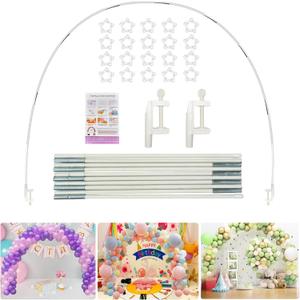 Voircoloria 13ft Table Balloon Arch Kit, Balloon Arch Stand Frame for Different Size Tables Graduation Wedding Birthday Baby Shower Party Decorations(White) (4.5 to 6.5 feet)