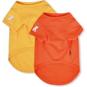 Koneseve Dog Shirts Breathable Cotton Dog Clothes Stretchy T-Shirt for Small Medium Large Dogs Cat Shirt Soft Puppy Outfit Kitten Apparel Pet Pullover Tee Blank Sweatshirt 2-Pack Yellow & Orange 5XL (5XL-(50~77lb) | Chest(~35"))