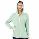 Commollis UPF Above 50+ Women's Sun Protection Hoodie Jacket Long Sleeve Hooded Active Shirts Outdoor Hiking Performance Zip Running Jacket Athletic Jacket - Mint Green/ L