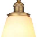 Industrial Semi Flush Mount Ceiling Light with Milk White Glass Pendant Lamp Shade, Vintage Close to Ceiling Light Fixture for Porch, Hallway, Entryway, Kitchen, Bedroom, Hotel (Brass)