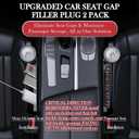 2 x Car Seat Gap Filler Set of 2, Upgraded Car Side Seat Gap Fillers with Organizer, Cup Holder & Hook Function, Inserts Between Front Seats Console Catcher 4in1 Gap Stopper Fill Plug Storage Box (Black)