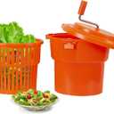 Commercial Salad Spinner 2.5 Gal / 10 Qt Heavy Duty Manual Lettuce Dryer with Stainless Steel Shaft, Large Capacity Vegetable Dryer Basket with Brake & Drain System for Restaurant Kitchen & Food Prep