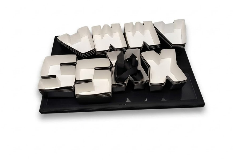 Dunzoom 8 Pack Xmas Letter Boxes for Christmas Gift Wrapping Xmas Letter Shaped Empty Flower Gift Box Fillable Christmas Party Favors Candy Presents Packaging(Black,Clear Lid)