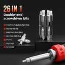 SHARDEN Multi Screwdriver 26 in 1 Screw Driver Set All in One Telescoping Multi Tool with 12 Double Ended CRV Bits Phillips Slotted Torx Hex Portable Repair Kit for Home Furniture Bike Computer
