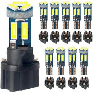 DODOFUN High Bright White T5 37 74 PC74 PC37 LED Bulb with Twist Lock Socket for Dashboard Instrument Panel Gauge Cluster Light and Map Vanity Mirror Glove Box Indicator Light