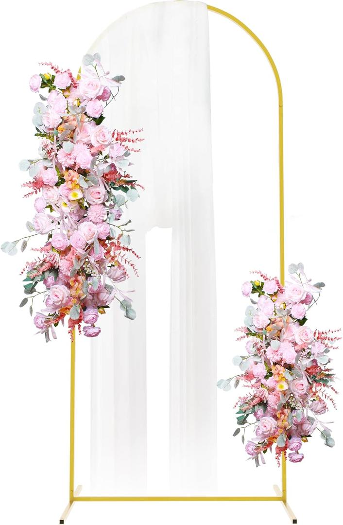 Putros Metal Arch Stand 6FT Gold Wedding Balloon Arched Backdrop Stand Square Arch Frame for Birthday Party Bridal Baby Shower Ceremony Decoration (6x2.6FT(HxW))
