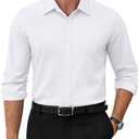 Alimens & Gentle Mens Dress Shirts Stretch Solid Wrinkle Free Button Down Shirt Business Wedding Casual Button Up Shirt. Small