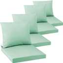 Outdoor Seat Cushion Set 22 x 22 In, Water-Resistant & Fade-Resistan, Patio Furniture Cushions with Removable Cover Deep Seat & Back Cushion with Handle and Adjustable Straps for Chair Sofa,4PC