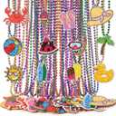 Tondiamo 36 Pcs Hawaiian Beaded Necklaces Bulk Summer Beach Pool Party Favors Tropical Pendant Necklaces Jewelry for Hawaiian Luau Party Favors Beach Themed Decor for Carnival Luau Supply