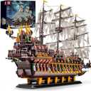 Mould King Large Pirates Ship Model Building Blocks Kits, MOC Dutchman Building Block Pirate Ship Construction Set to Build, Toys Gift for Kids Age 8+/Adult Collections Enthusiasts (4364+Pieces)