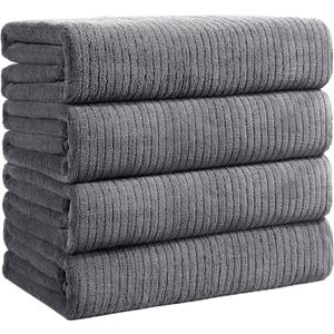 Bath Towels Set of 4 Extra Large 35 x 70 Inches,Luxury Thick High Absorbent Quick Dry Bath Sheet,Ultra Soft Microfiber,Bathroom,Beach,Yoga,Sport,SPA (Grey), 4 Piece Bath Towels