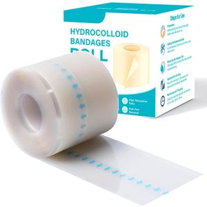 Hydrocolloid Roll for Wound Care, Large Hydrocolloid Patch Bandages with Self-Adhesive, Bed Sore Bandages, Highly Absorbent for Burn, Blister, Acne Care, Sterile and Waterproof (2in x 10ft)
