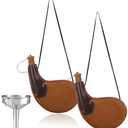 Tiangrid 2 Sets Traditional Bota Bag 500 ml Ancient Spanish Leather Water Canteen with Metal Funnel Portable Flask with Shoulder Strap Vintage Large Pouch for Travel Camping Hiking Outdoor and Costume