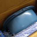 Bedside Commode Wheelchair with Drop Arms & Lockable Casters, Waterproof Aluminum Shower Chair, Anti-Tilt Foldable Footrest, Sponge Padded Seat, 330lbs Weight Capacity, 3 in 1 Bedside Commode Chair