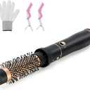 Round Hair Blow Dryer Brush - 1.2 Inch Ceramic Barrel Hair Dryer Brush for Short/Middle Hair, One Step Drying, Volumizing, Straightening and Styling, Negative Ionic Dryer Brush (Black-Golden, 1.2)