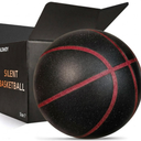 Silent Basketball Size 7 (29.5")  Grooved Airless Indoor Basketball for Quiet Dribbling and Indoor Training, Pro PU Foam Ball  Real Feel Higher Bounce Quieter (Black)