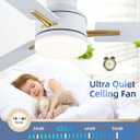 LANMEL 42 Inch Flush Mount Ceiling Fan with Light, App&Remote Control, Low Profile Modern Ceiling Fan, 6 Speed, Reversible, 3000k-6500k Dimmable LED, Quiet DC Motor for Indoor Outdoor, Gold White