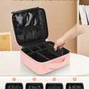 Relavel Travel Makeup Train Case Cosmetic Case Organizer Portable Artist Storage Bag with Adjustable Dividers for Cosmetics Makeup Brushes Toiletry Jewelry Digital Accessories (Pink)
