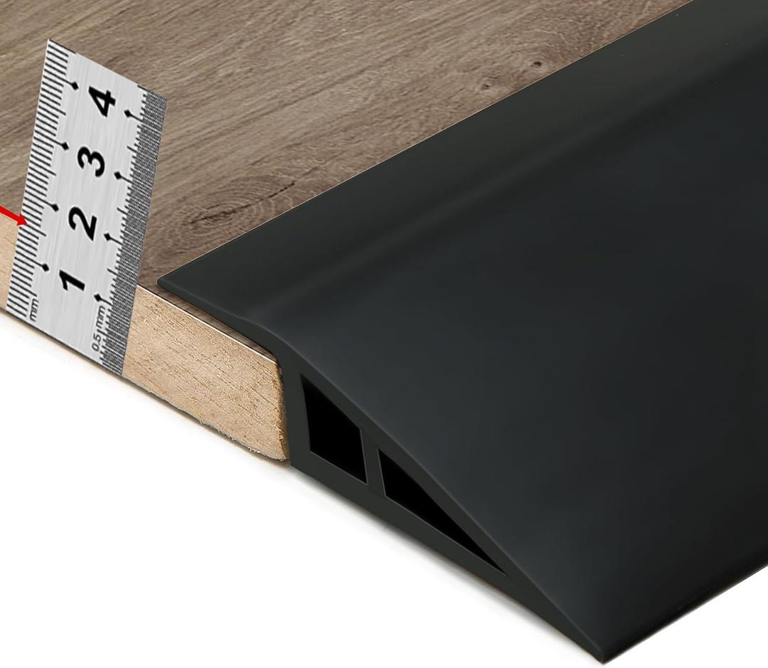 BNELL Carpet & Floor Edging Trim Strip,Self Adhesive-PVC Floor Transition Strip,Threshold Transitions Suitable for Threshold Height Less Than 15mm (6.56FT_Black)