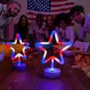 WBao 4th of July Decorations 2 Pack LED Patriotic Neon Star Signs, USB/Battery Powered Red White Blue Stars for Home, Tabletop, Mantel, Porch, Yard Memorial Day 4th of July Party Decorations