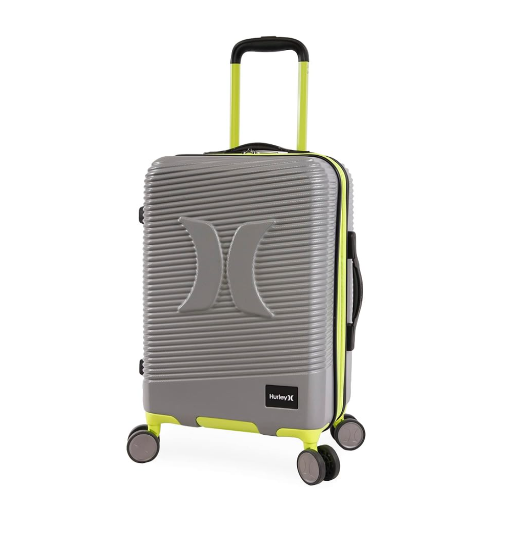Hurley Torx Hardside Spinner Luggage, Light Grey Neon, Carry-On 21-Inch