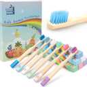 Kids Bamboo Toothbrushes, BPA-Free Soft Bristles, Eco-Friendly Natural Wooden Toddler Toothbrush, 6-Pack Travel Toothbrushes Set for Children