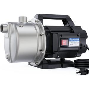 Aquastrong 1.6 HP Portable Shallow Well Pump Garden, 1320 GPH, 115V, Stainless Steel, Sprinkler, Water Transfer Draining Irrigation Pump, for Lawn or Garden