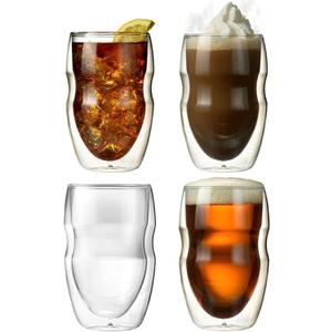 Ozeri Serafino Double Wall Insulated Beverage and Coffee Glasses, 12-Ounce, Set of 4