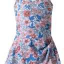 Jolyshlid Girls One Piece Swimdress Floral Skirt Bathing Suit Swim Hawaiian Beach Swimwear 13-14Y