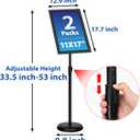 Adjustable Sign Holder Stand - 2Pack 11x17 Inch Pedestal Poster Sign Stand, Heavy Duty Floor Standing Sign Stand Aluminum Snap Open Frame for Church Business Store Sign Holder Stands (Black)